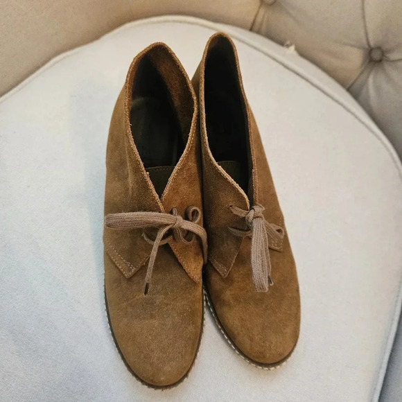 J. Crew MacAlister Brown Suede Leather Wedge Booties 9 - Picture 3 of 11